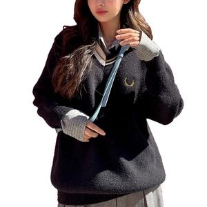 NWOT - DAZY Oversized Embroidery Striped Trim Pullover Sweater w/o Blouse - XS